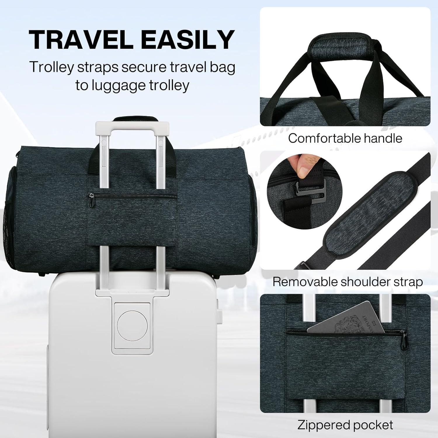 Bolsa de Ropa de Mano Mixi 56L Convertible 2 en 1 Negro