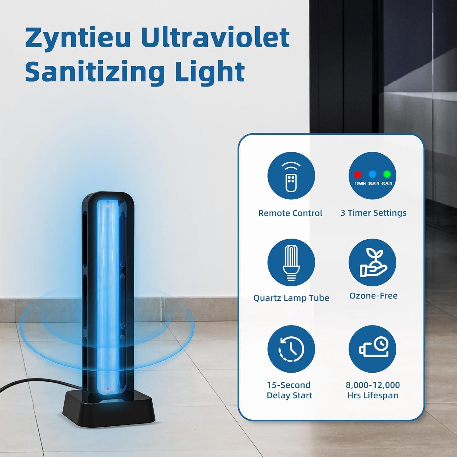 Luz UV Desinfectante Zyntieu 39W con Control Remoto - Sin Ozono