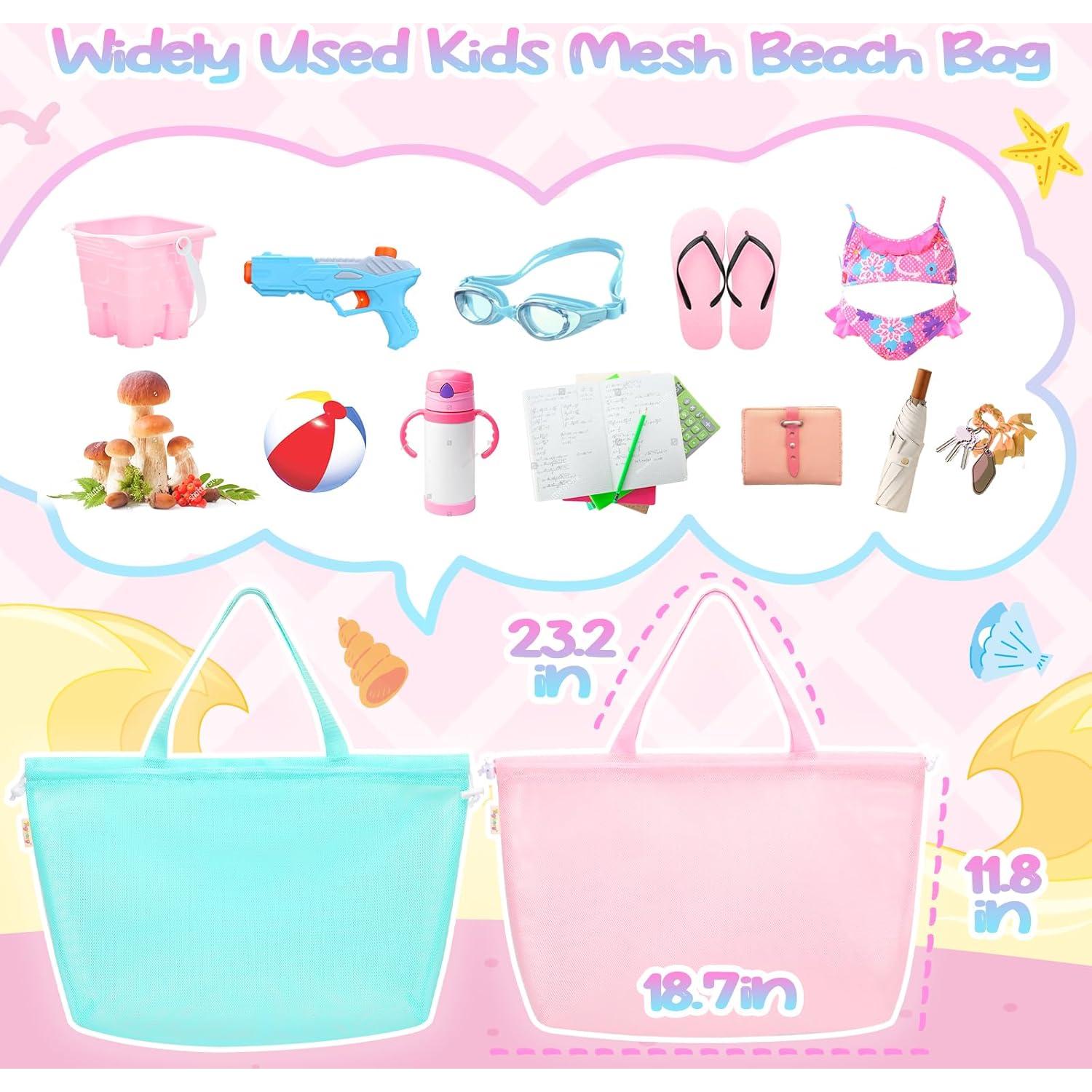 Bolsa de Playa para Niños Tagitary Rosa Azul 16x18cm Malla