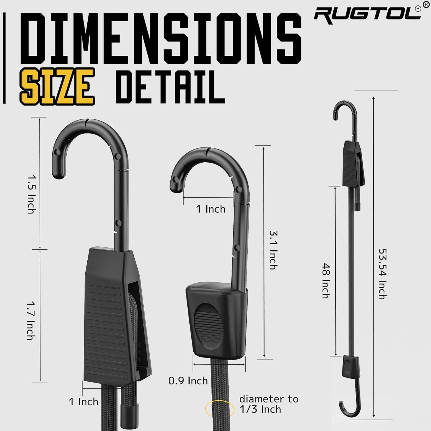 Cuerdas Bungee Ajustables Rugtol 121.92 cm 6 Pcs Negras