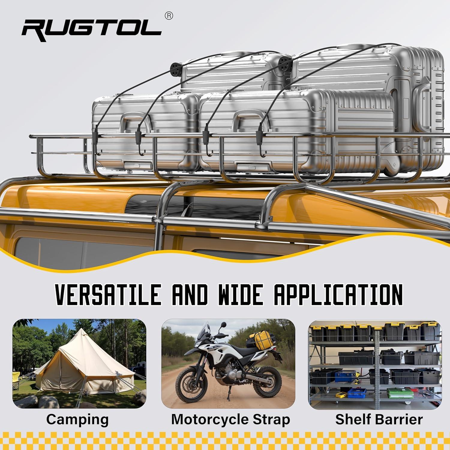 Cuerdas Bungee Ajustables Rugtol 121.92 cm 6 Pcs Negras