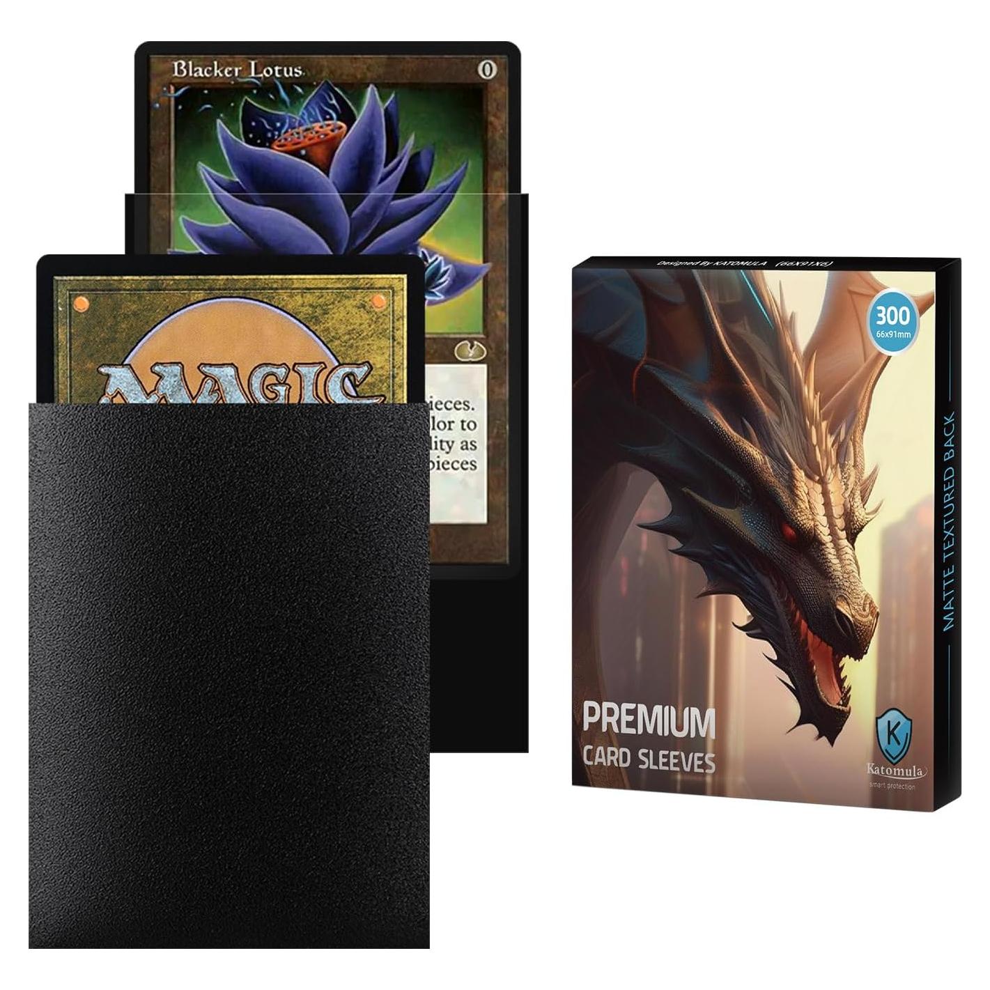 Mangas de cartas Katomula 300CT negras 66x91mm mate