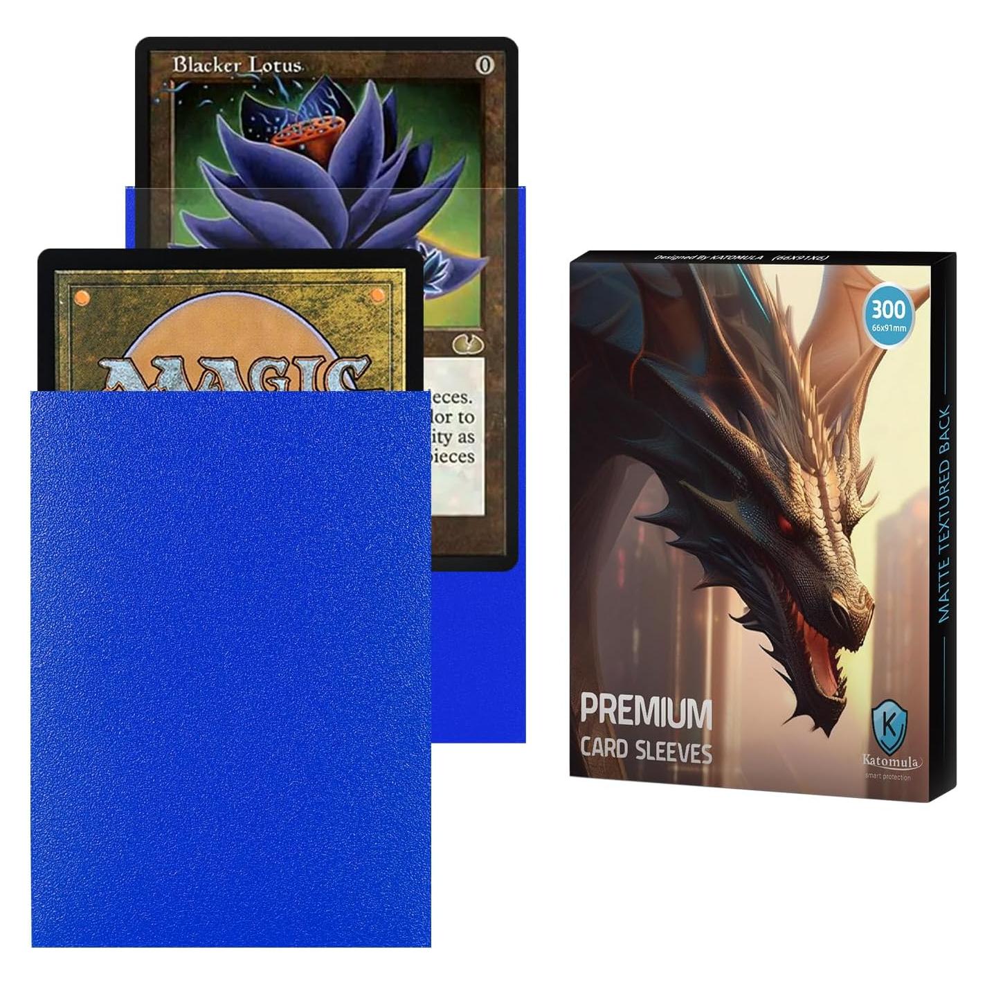 Mangas de Cartas Katomula 300 Piezas Azul Textura Mate