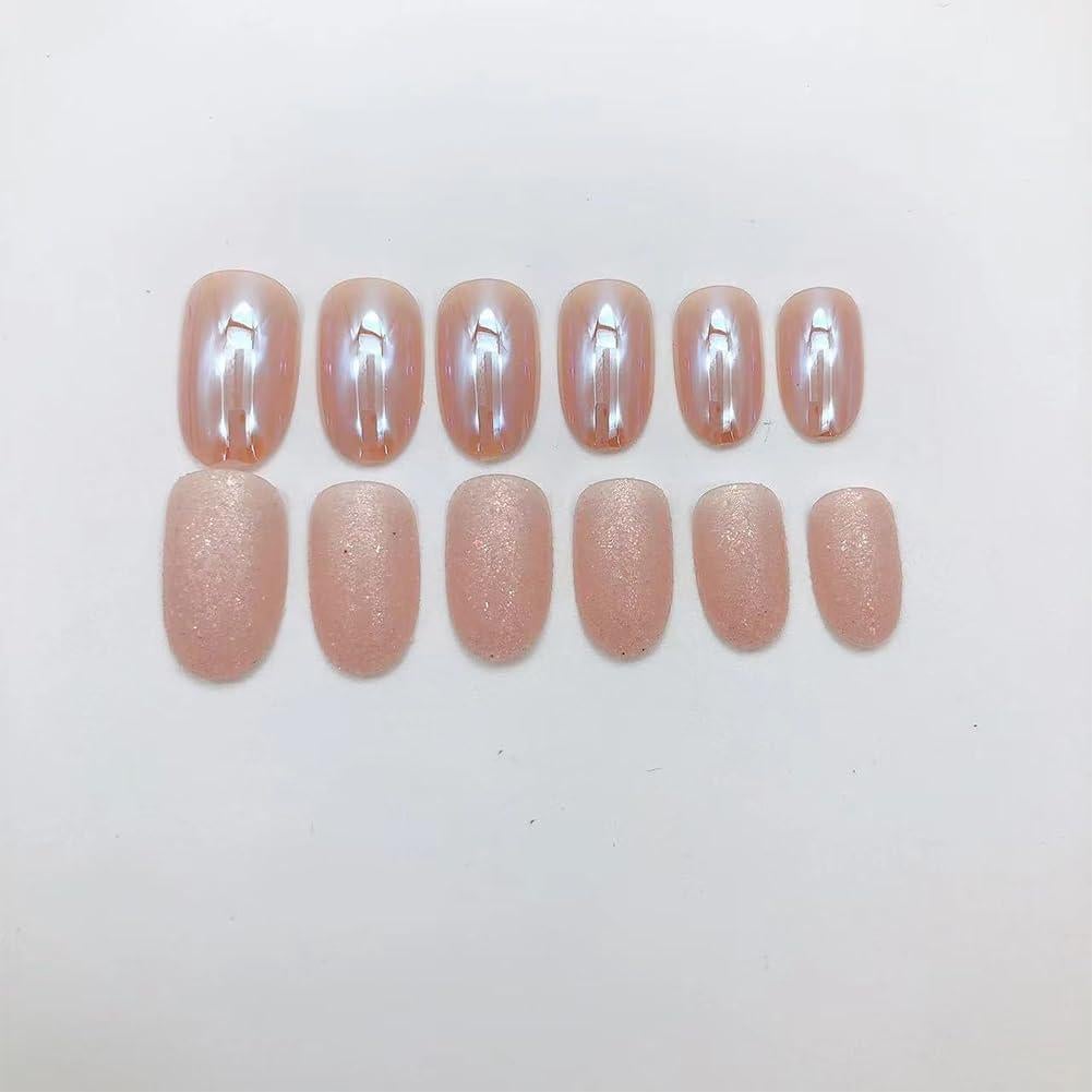 Uñas Postizas Almendra Yivaiks 24 Piezas Brillo Cromado