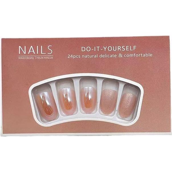 Uñas Postizas Almendra Yivaiks 24 Piezas Brillo Cromado