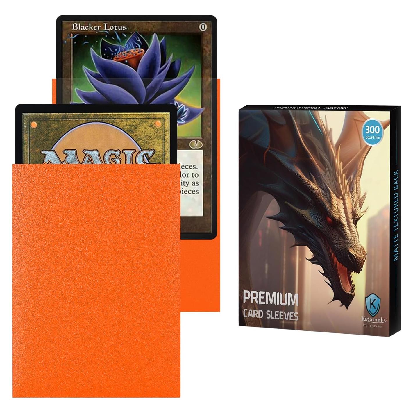 Mangas para cartas Katomula Naranja 300CT Texturizadas