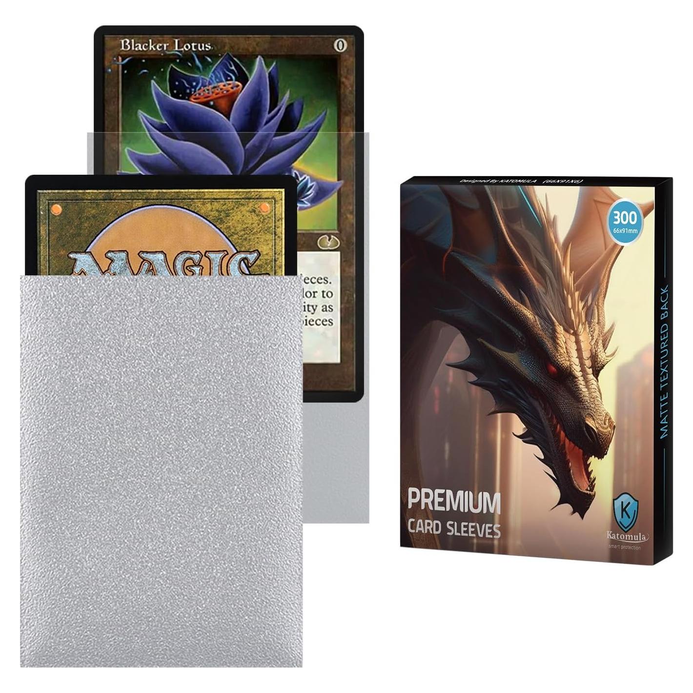 Mangas de cartas Katomula 300CT texturizadas mate plata