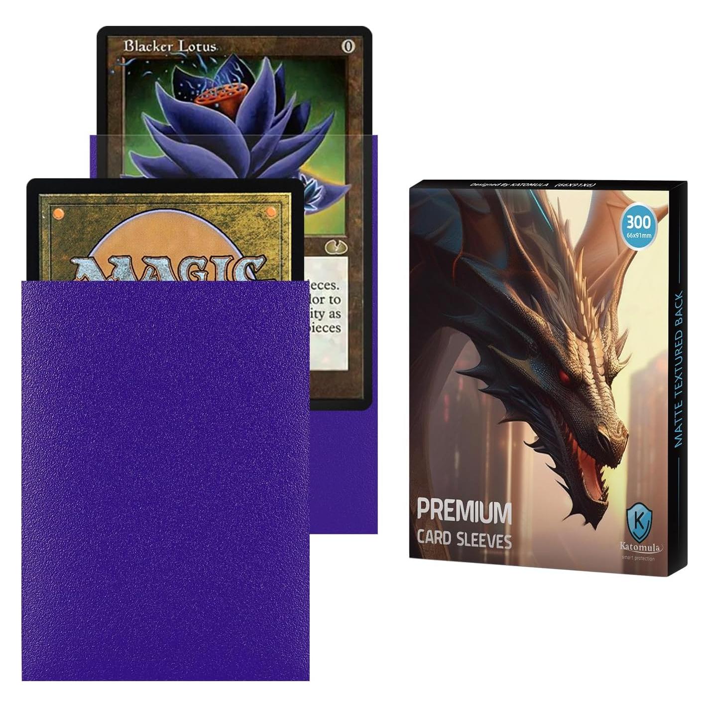 Mangas de cartas Katomula 300CT moradas texturizadas