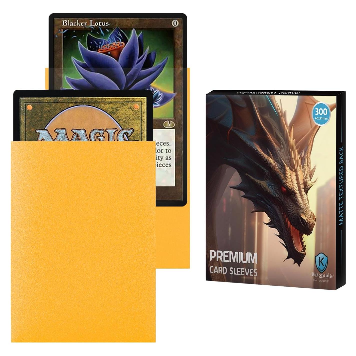 Mangas de cartas Katomula 300CT amarillas texturizadas