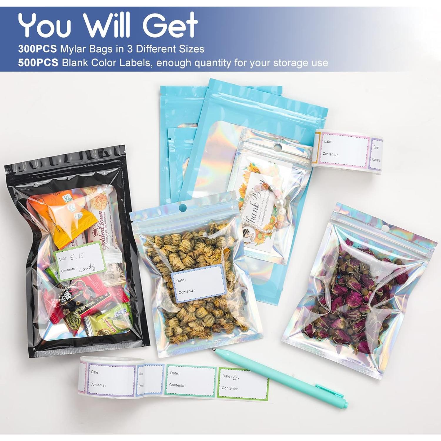 300 Bolsas Mylar Reutilizables Funseeya a Prueba de Olores