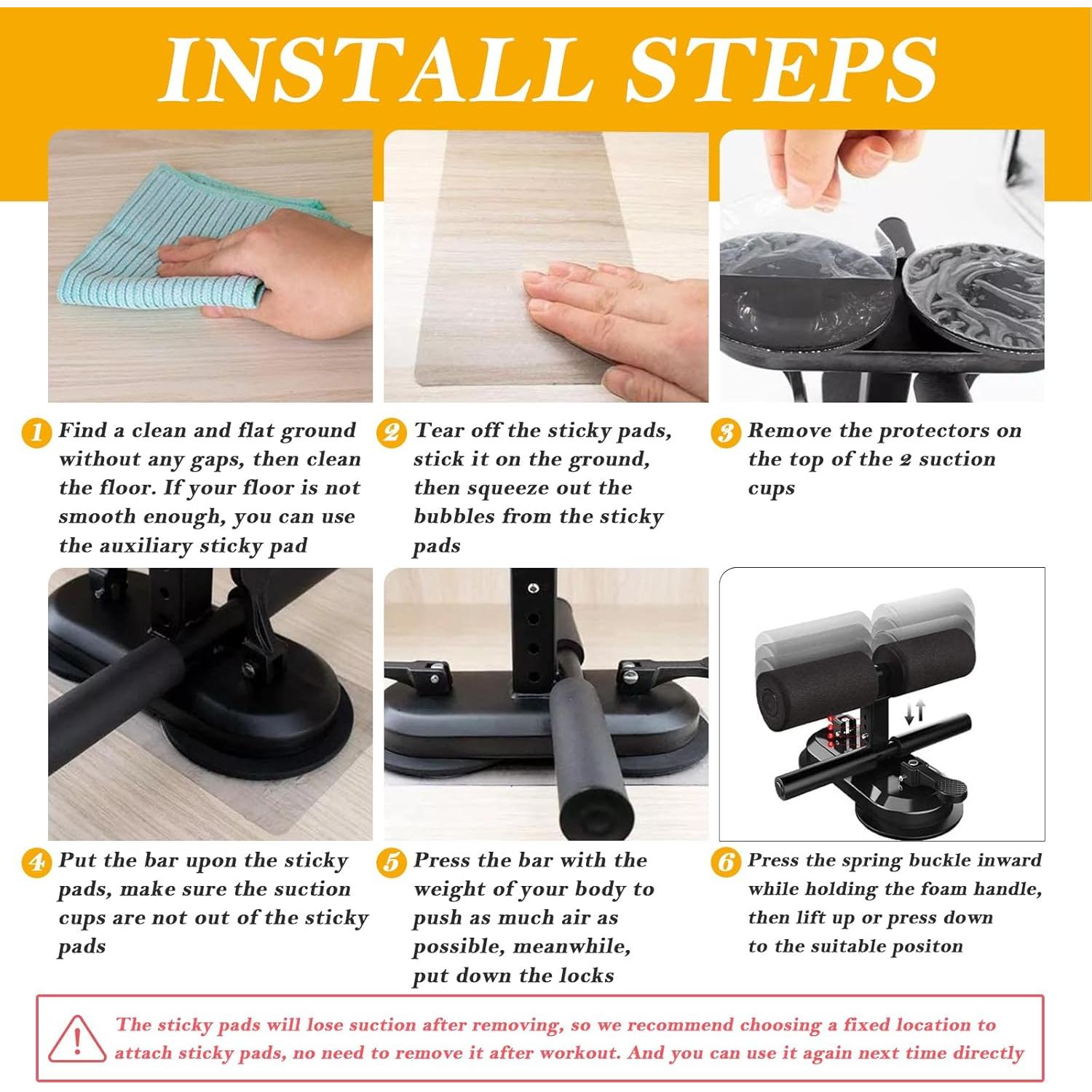 Barra de Abdominales TARFEPA con Ventosas y Soporte Ajustable