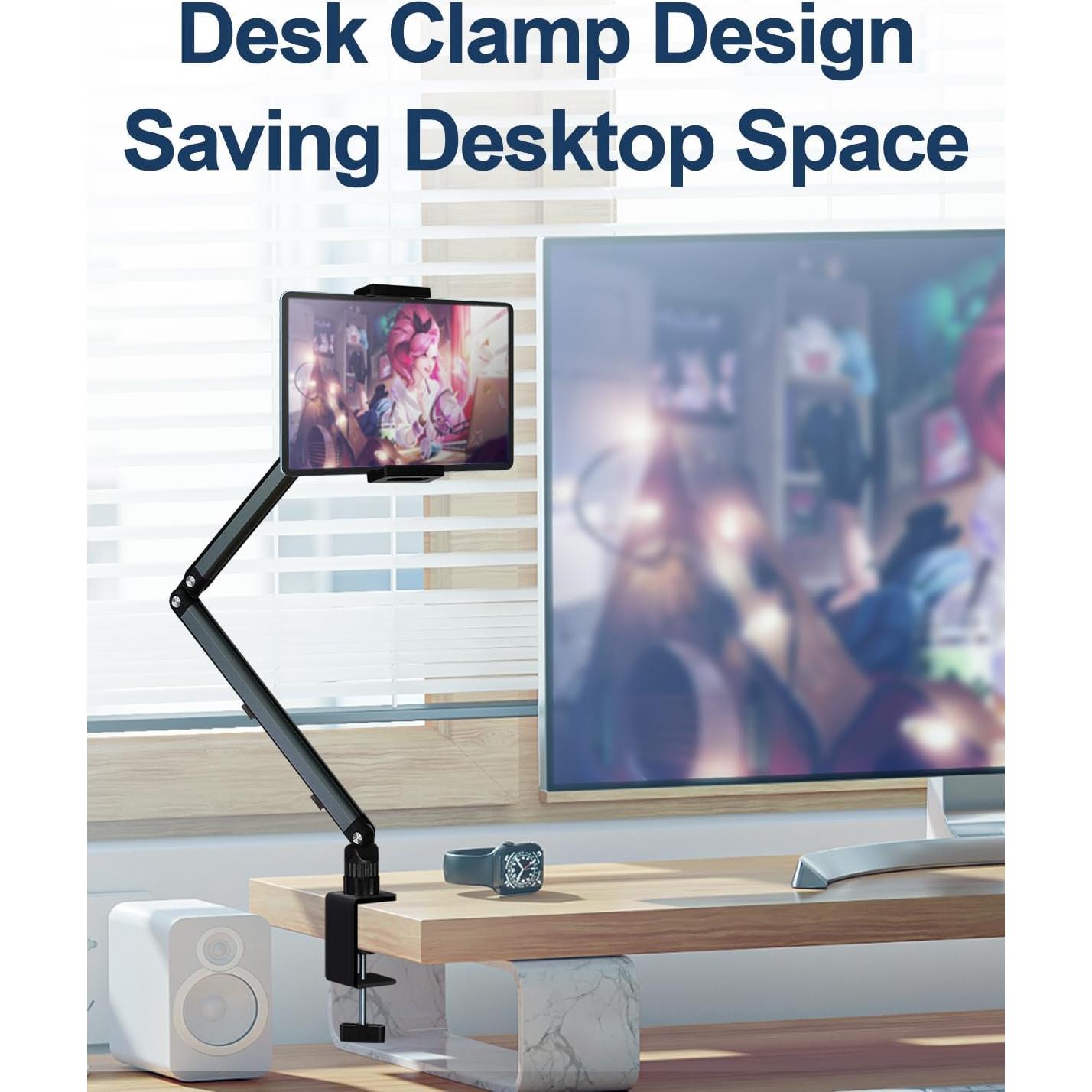 Soporte de escritorio para tabletas YCNEW gris, brazo ajustable 50.8 cm