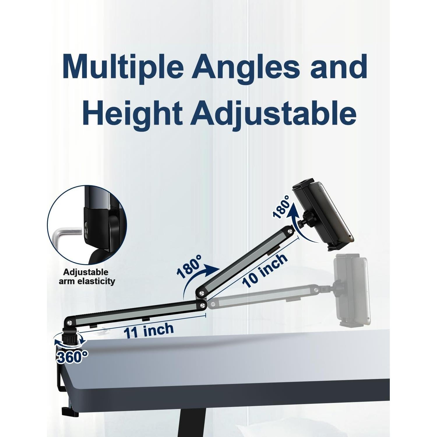 Soporte de escritorio para tabletas YCNEW gris, brazo ajustable 50.8 cm