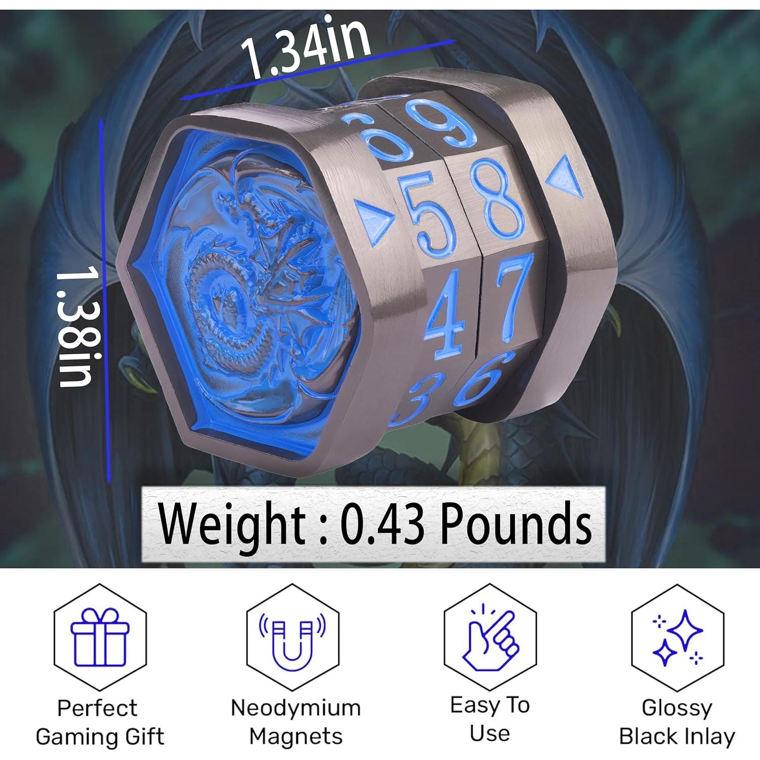 Contador de Vida MTG UONUOT Metal 3.4x3.5cm Negro-Azul