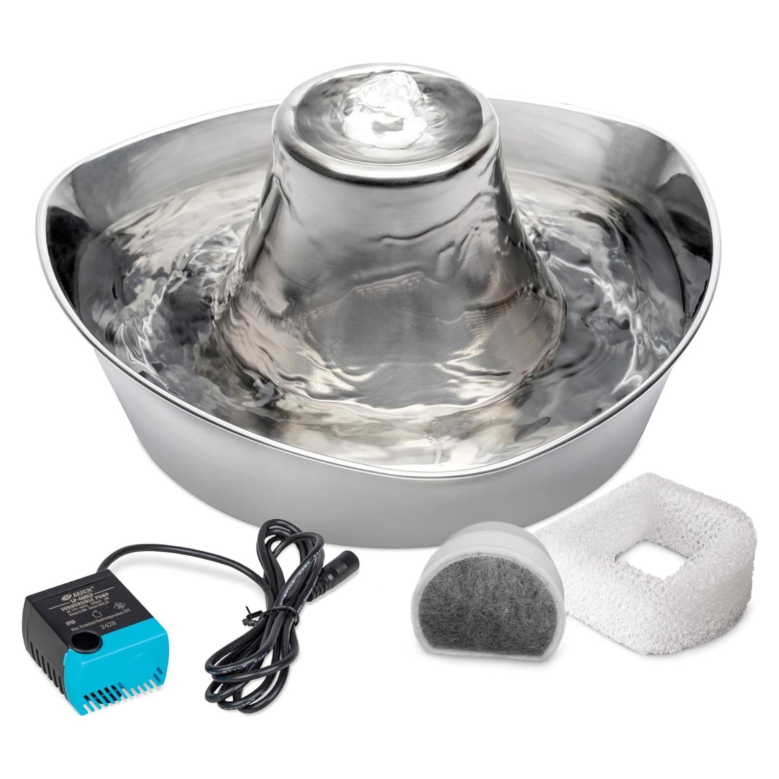 Fuente de Agua para Mascotas PetSafe Seaside 1.8L Acero Inoxidable