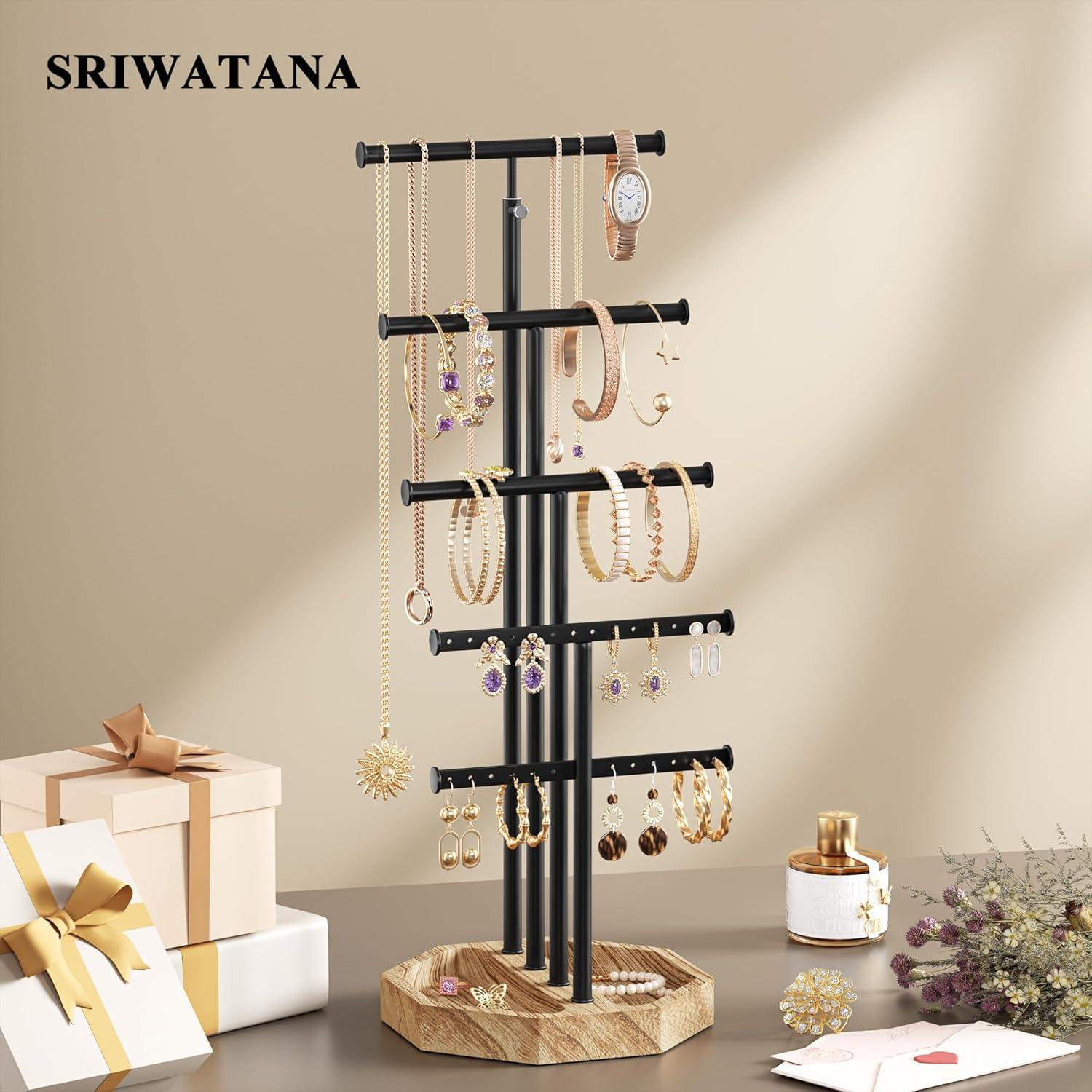 Organizador de Joyería SRIWATANA, Soporte 5 Niveles, Negro
