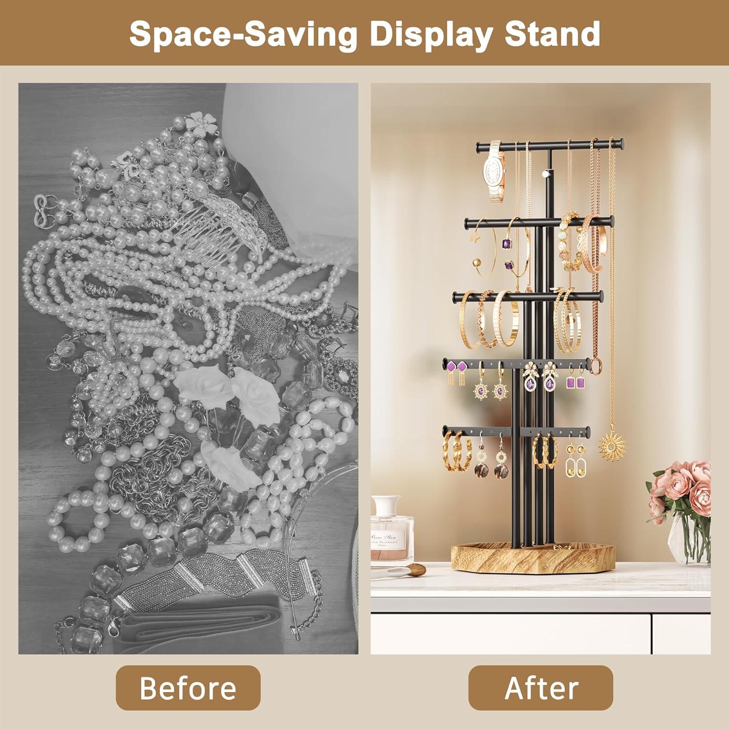 Organizador de Joyería SRIWATANA, Soporte 5 Niveles, Negro