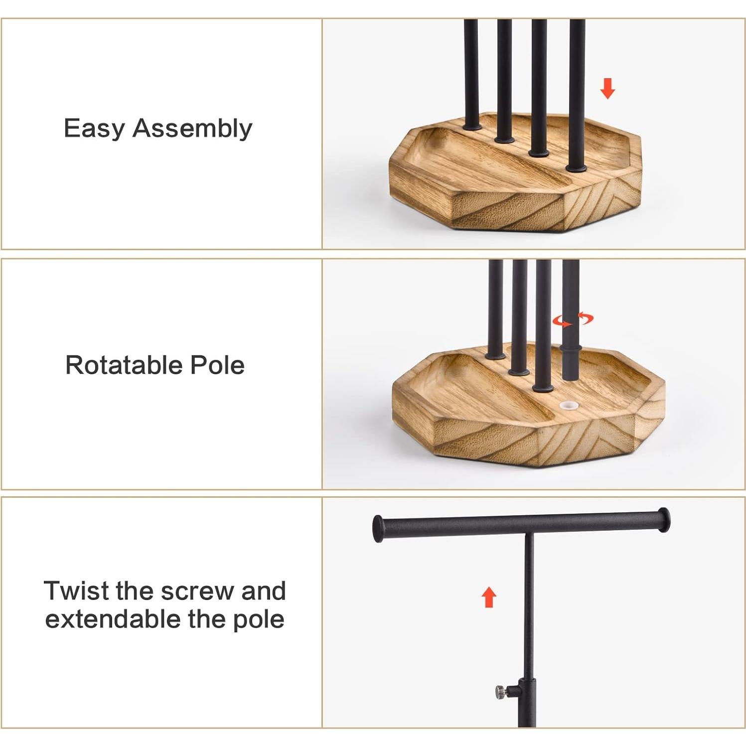 Organizador de Joyería SRIWATANA, Soporte 5 Niveles, Negro
