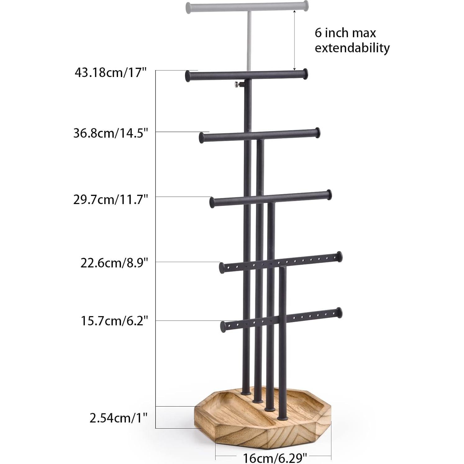 Organizador de Joyería SRIWATANA, Soporte 5 Niveles, Negro