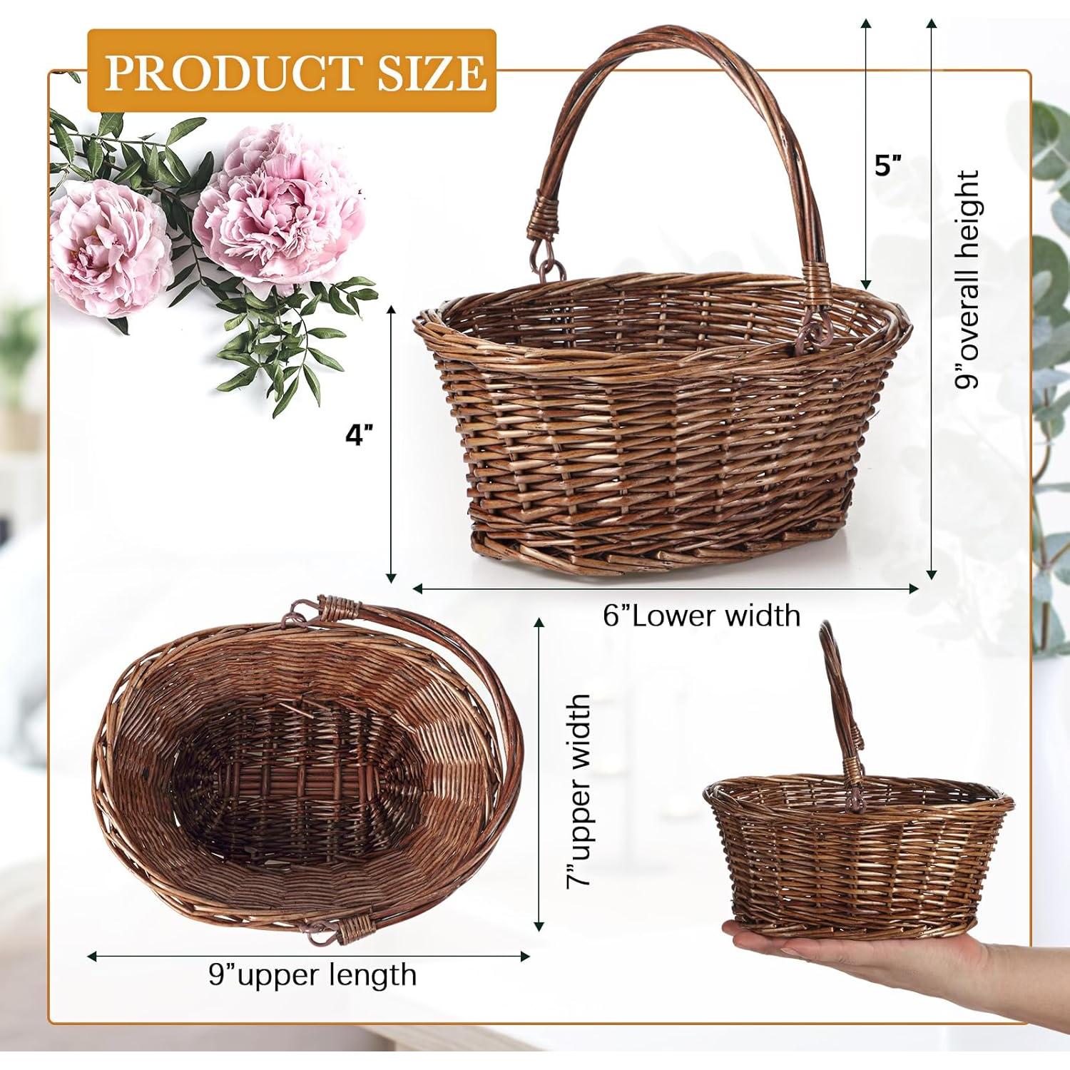 Cestas de Mimbre Barydat 6 Pcs Ovaladas para Picnic 23x17 cm