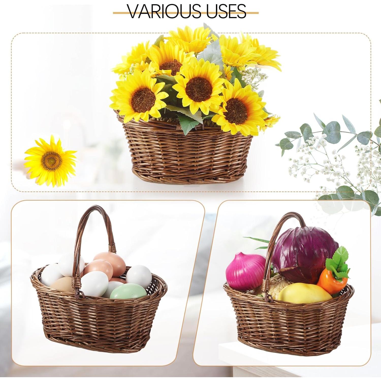 Cestas de Mimbre Barydat 6 Pcs Ovaladas para Picnic 23x17 cm