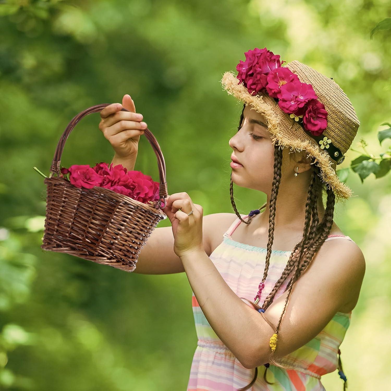 Cestas de Mimbre Barydat 6 Pcs Ovaladas para Picnic 23x17 cm