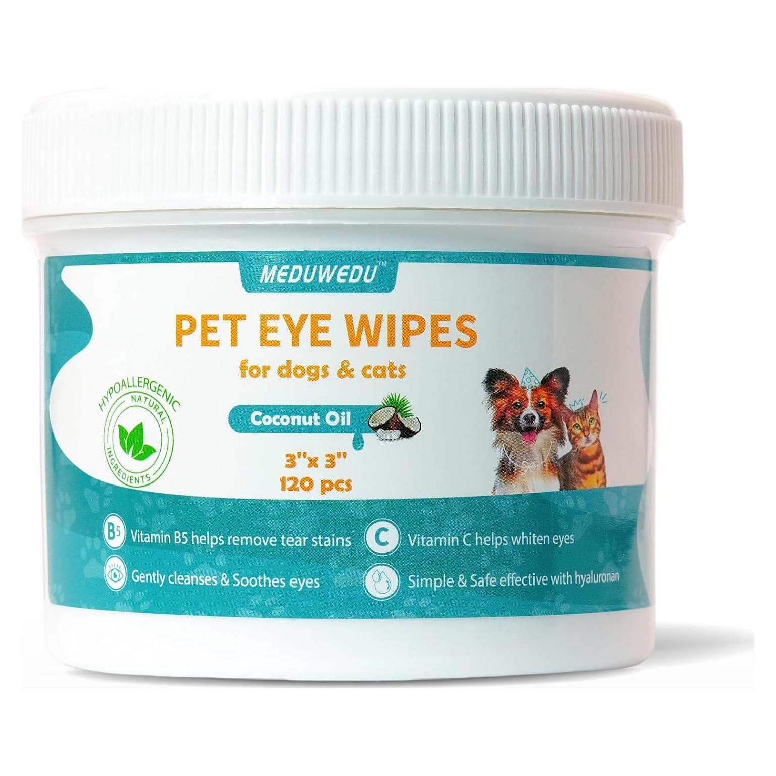 Toallitas para Ojos MEDUWEDU 120 Unidades Cuidado Mascotas Coco