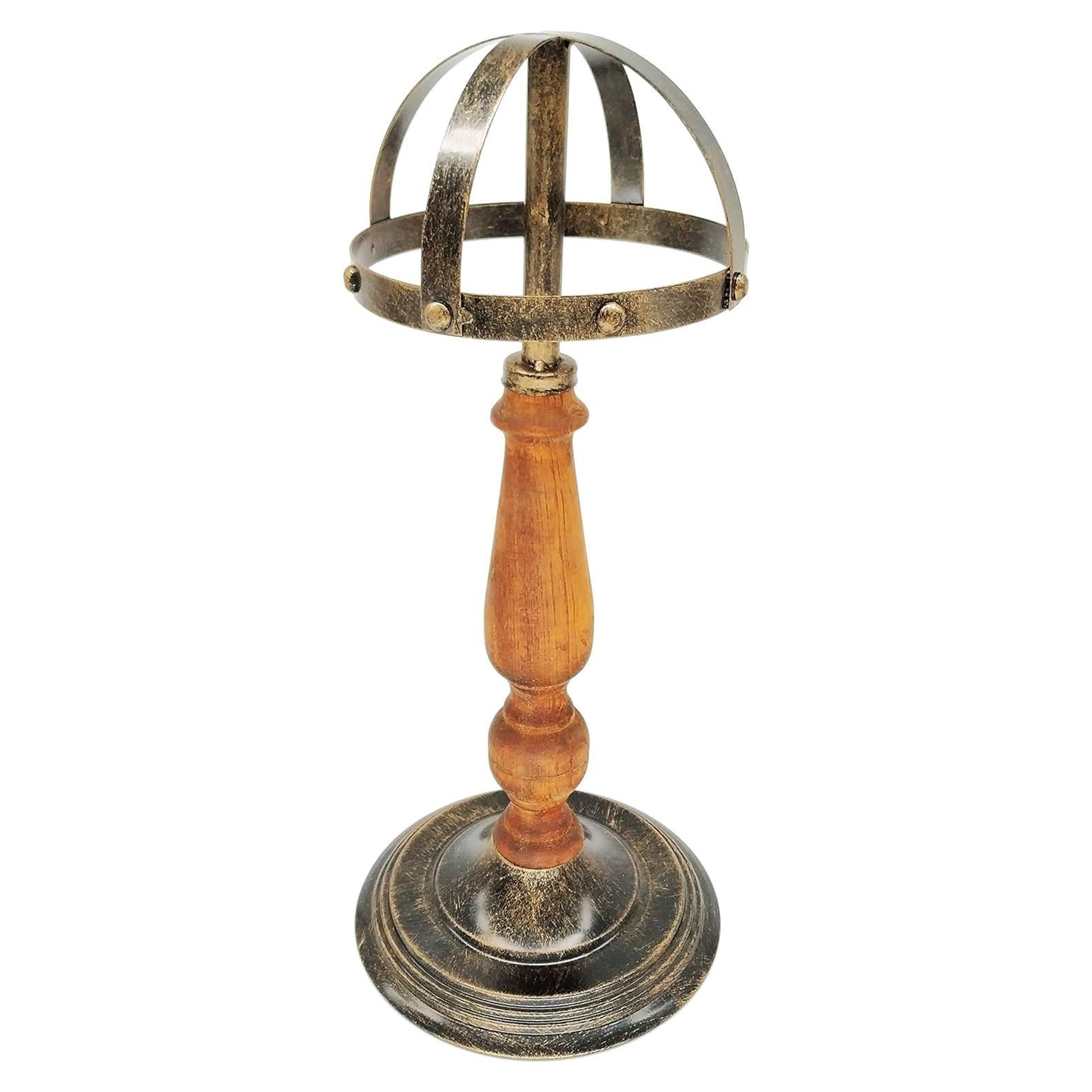 Soporte para Sombreros Owlgift de Metal y Madera Rústica - Bronce