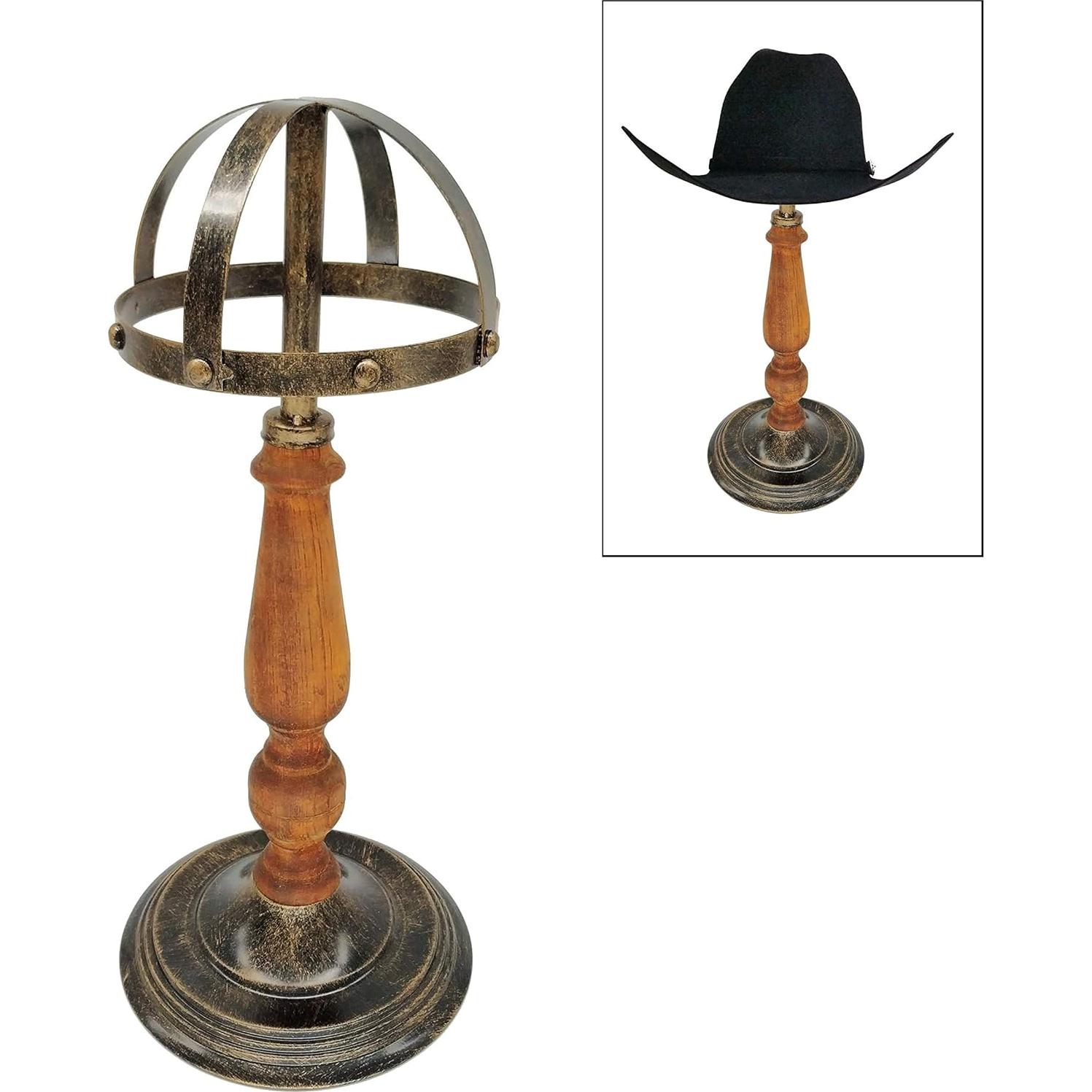 Soporte para Sombreros Owlgift de Metal y Madera Rústica - Bronce