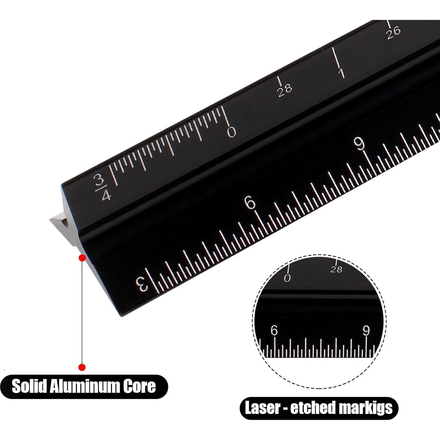 Regla Triangular de Aluminio DSUWAZU 30.48 cm 6 Escalas