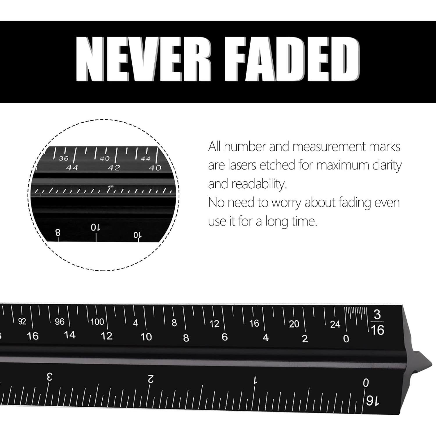 Regla Triangular de Aluminio DSUWAZU 30.48 cm 6 Escalas