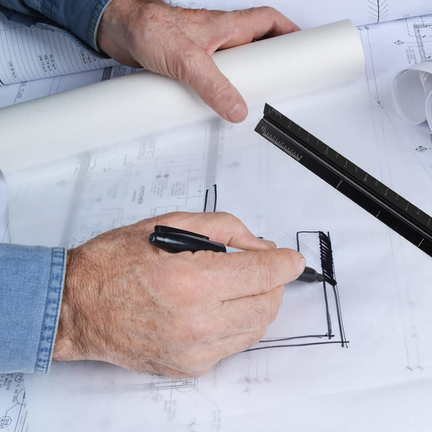 Regla Triangular de Aluminio DSUWAZU 30.48 cm 6 Escalas