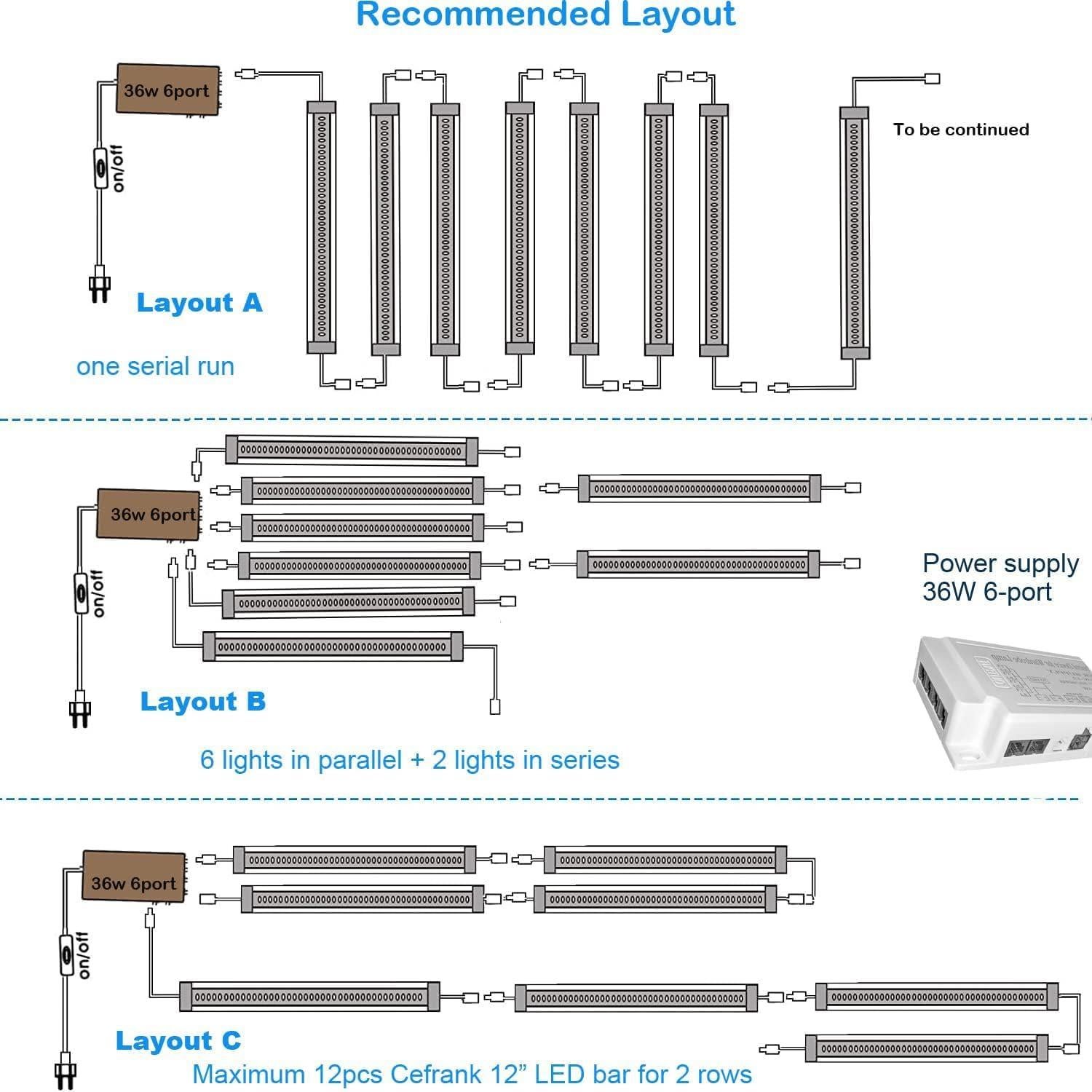 Iluminación LED bajo gabinete Cefrank 8 piezas 30.5 cm 16W 1600lm