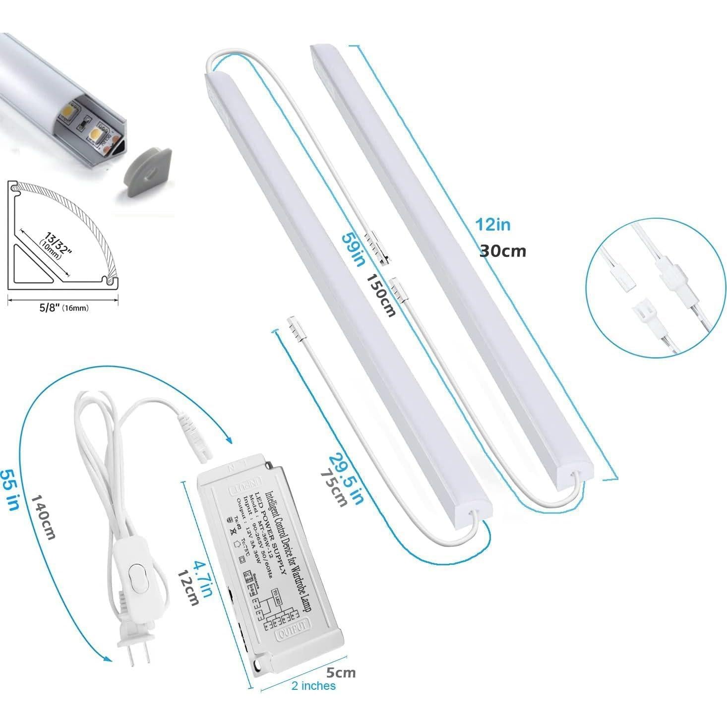 Iluminación LED bajo gabinete Cefrank 8 piezas 30.5 cm 16W 1600lm