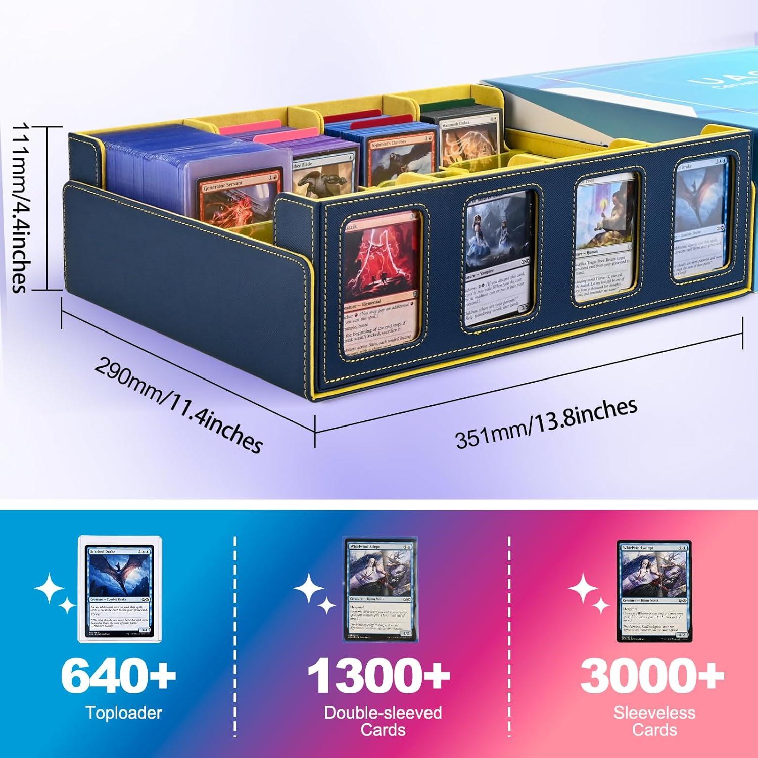 Caja de Almacenamiento UAONO para 2400 Cartas - Azul y Amarillo