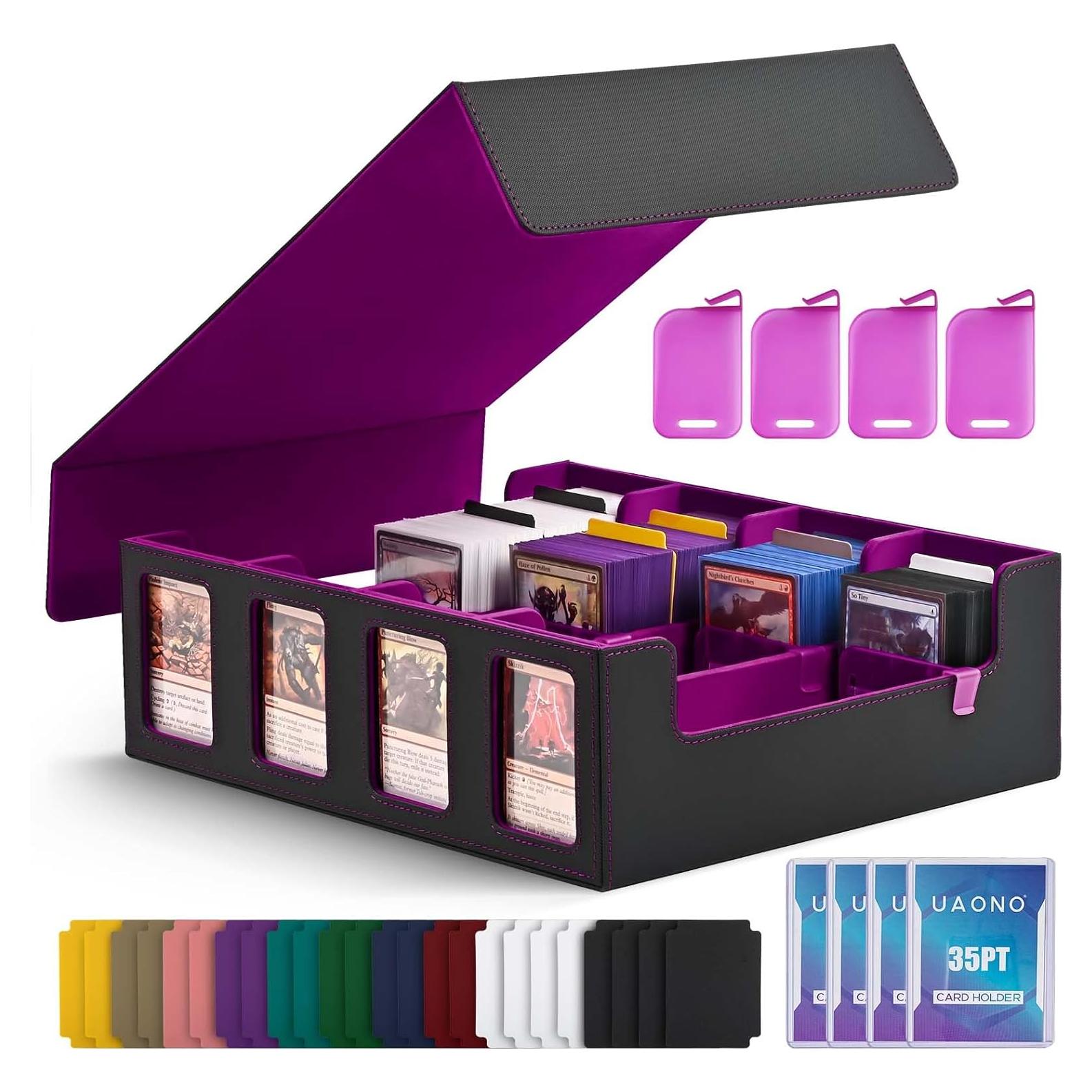 Caja de Almacenamiento de Cartas UAONO 2400+ Divisores Negro/Púrpura