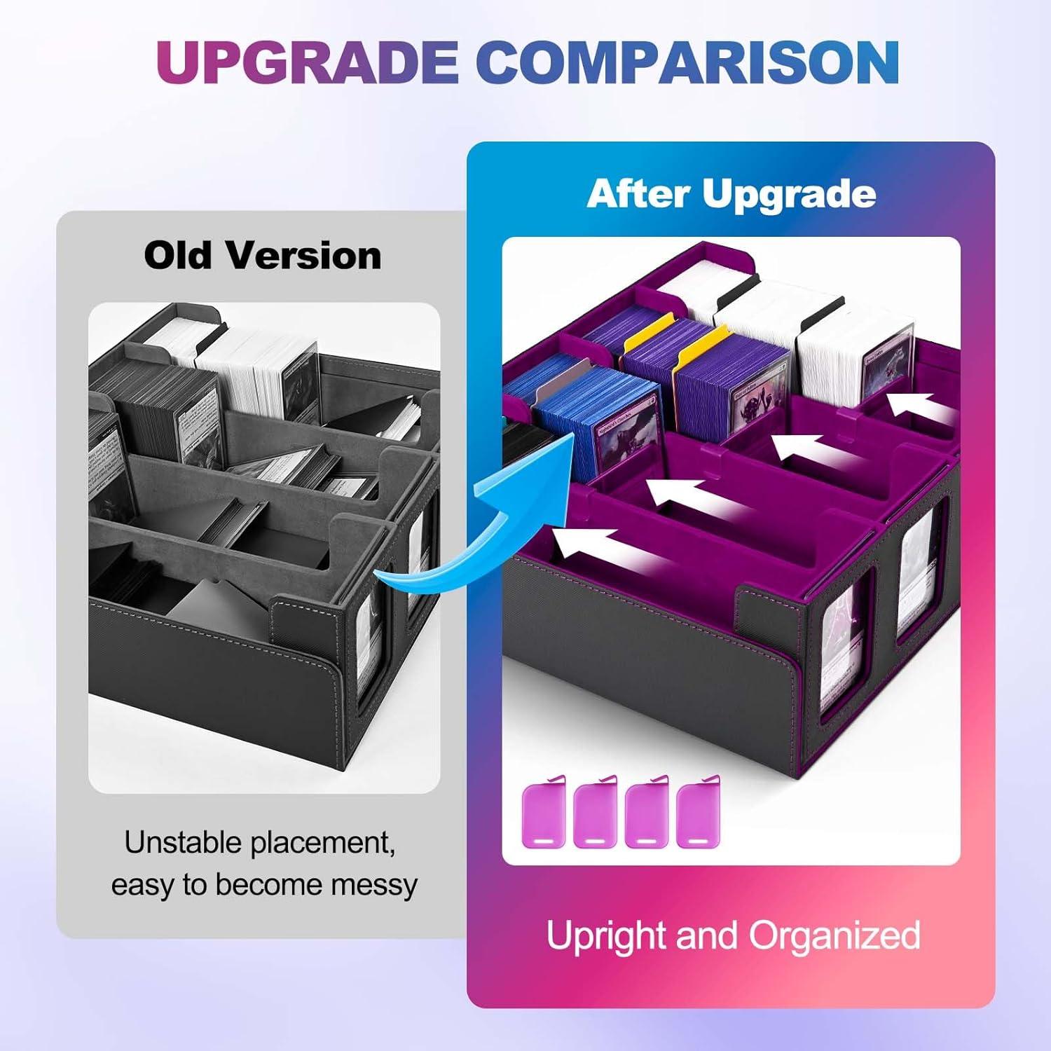Caja de Almacenamiento de Cartas UAONO 2400+ Divisores Negro/Púrpura