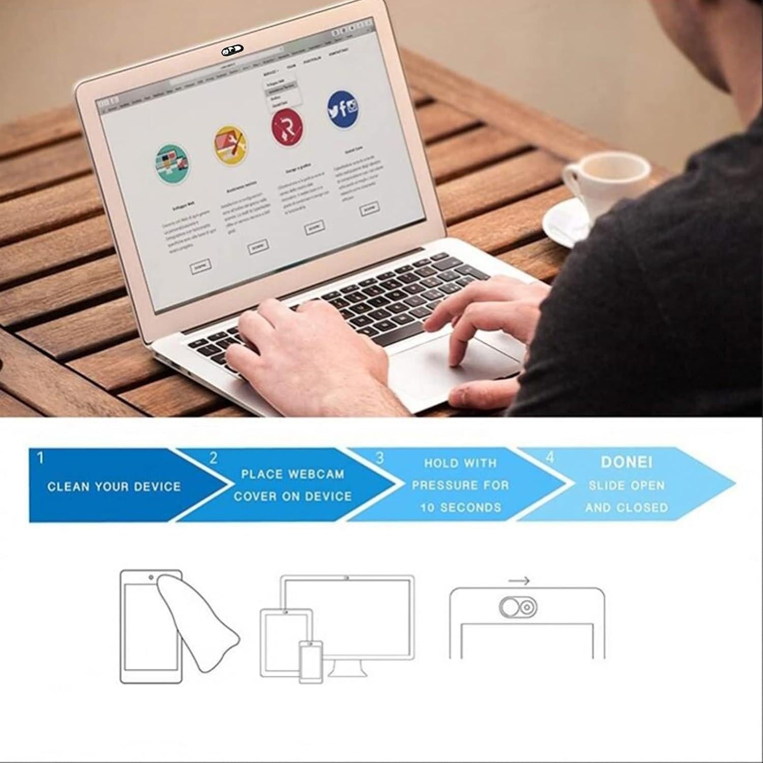 Cubierta de Webcam Eledabra 3PCS - Protección Privacidad Panda