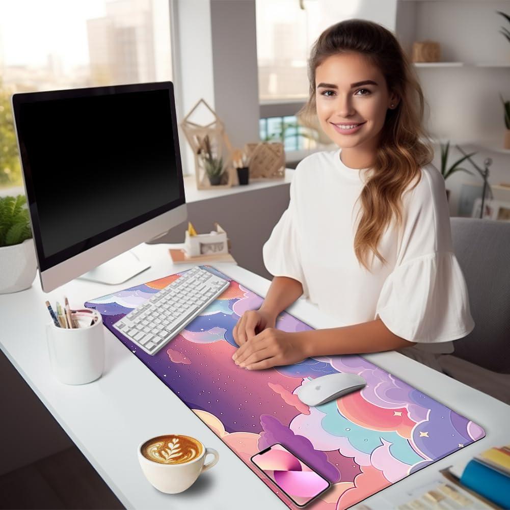 Alfombrilla de Ratón Grande LIMKRIAN Nubes Púrpuras 80x30cm