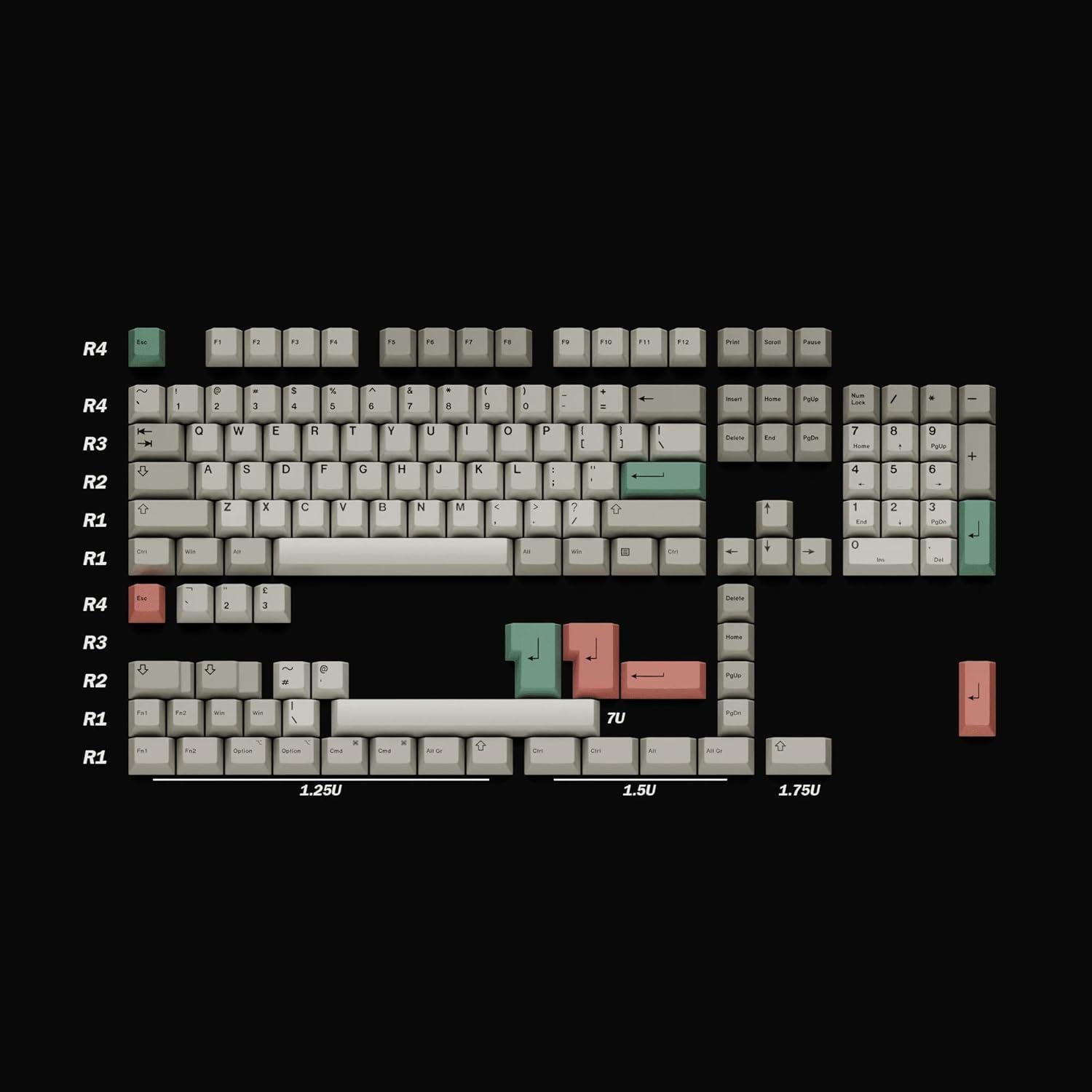 Juego de Teclas PBT HK Gaming para Teclado Mecánico 25x10.6cm