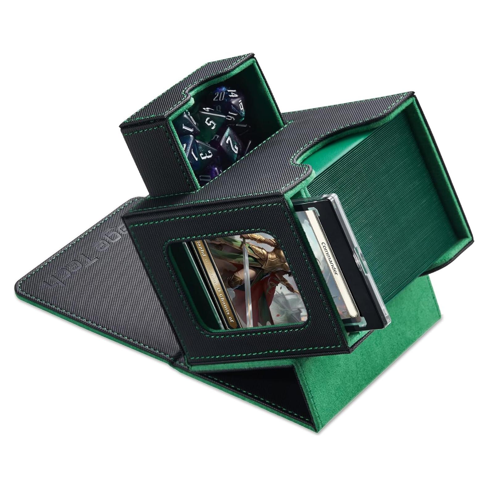 Caja para Cartas MTG Commander Mage Tech - 100 Cartas - Negro/Verde