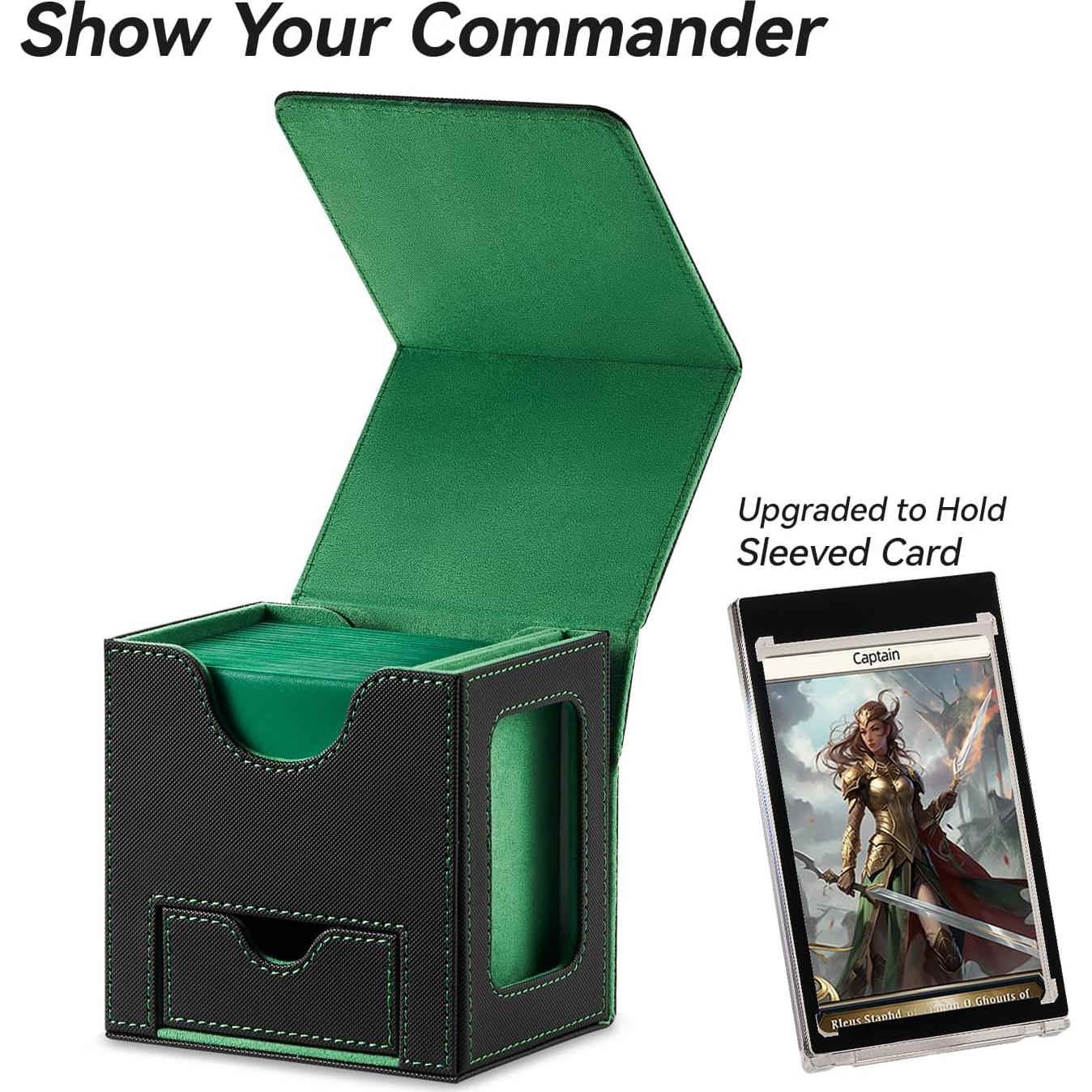 Caja para Cartas MTG Commander Mage Tech - 100 Cartas - Negro/Verde