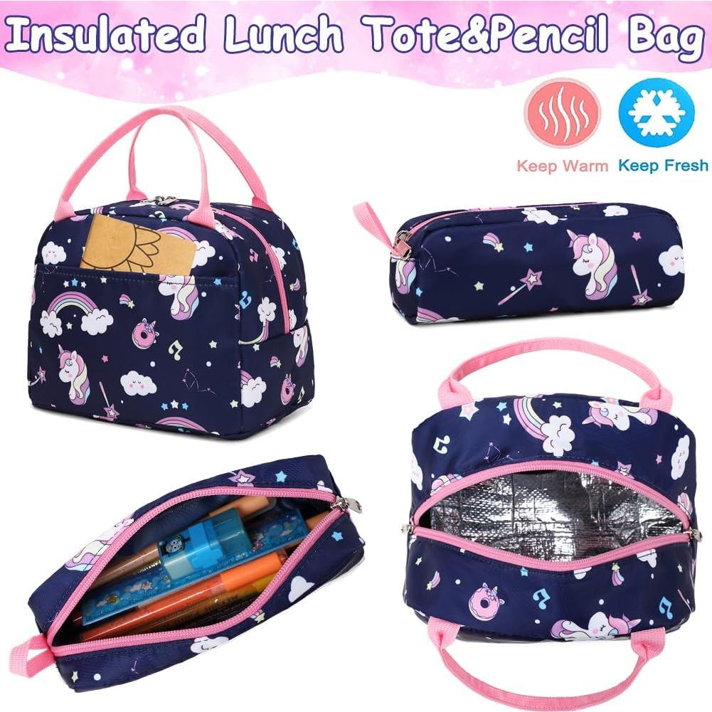 Mochila Escolar Niñas Unicornio Meisohua 3 en 1 Impermeable