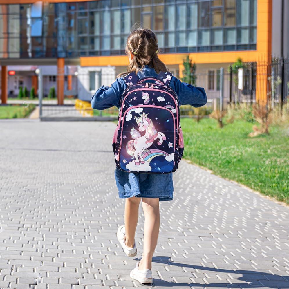 Mochila Escolar Niñas Unicornio Meisohua 3 en 1 Impermeable