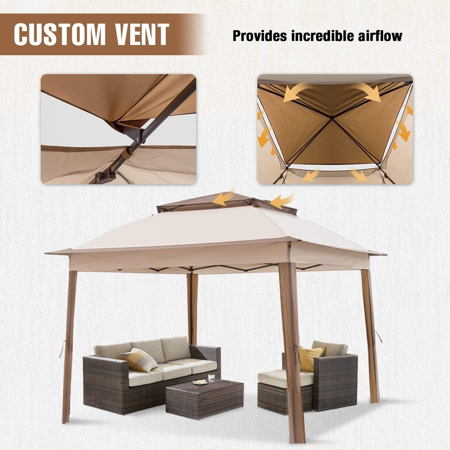 Carpa Gazebo Plegable INTER HUT 3.35x3.35m Beige con Malla