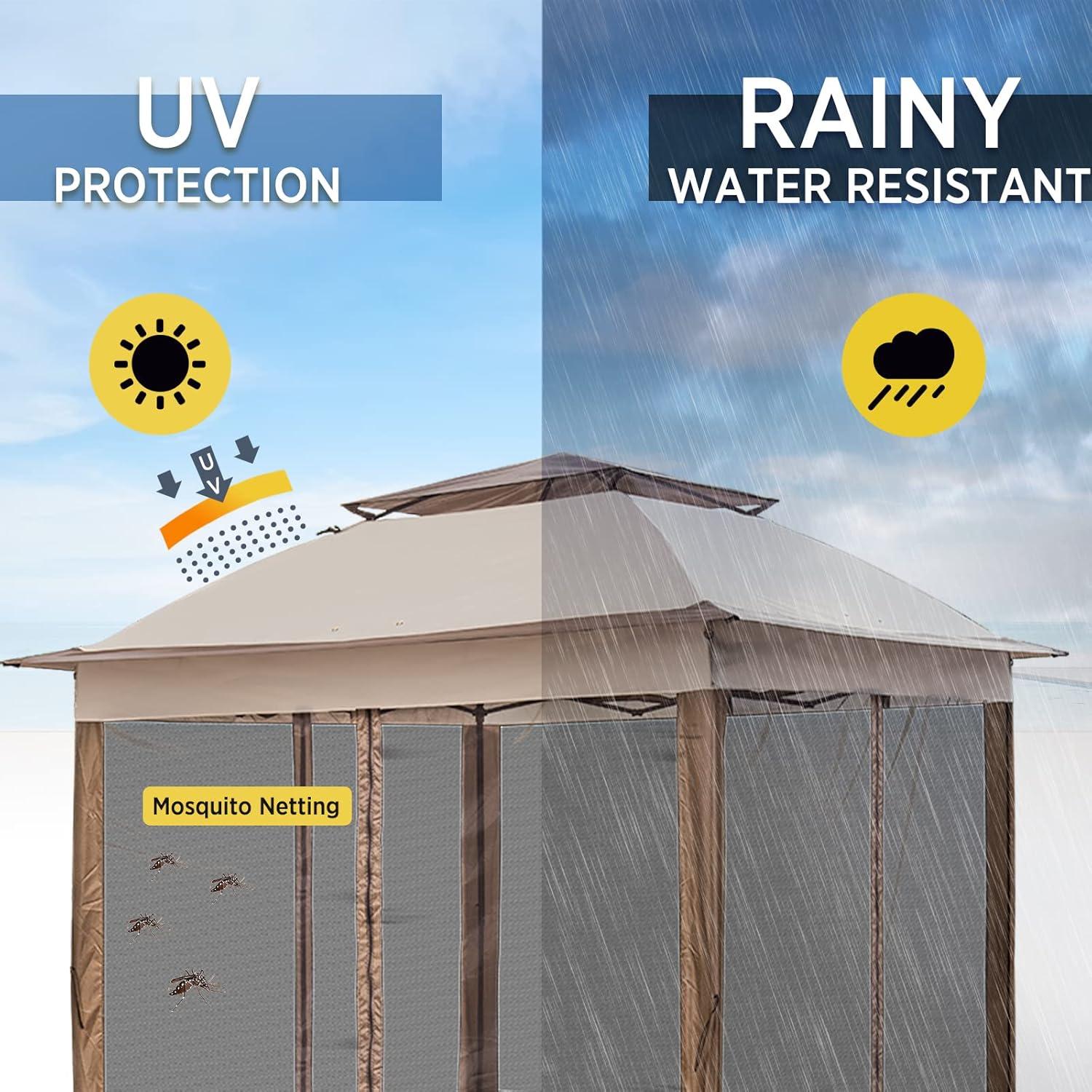 Carpa Gazebo Plegable INTER HUT 3.35x3.35m Beige con Malla