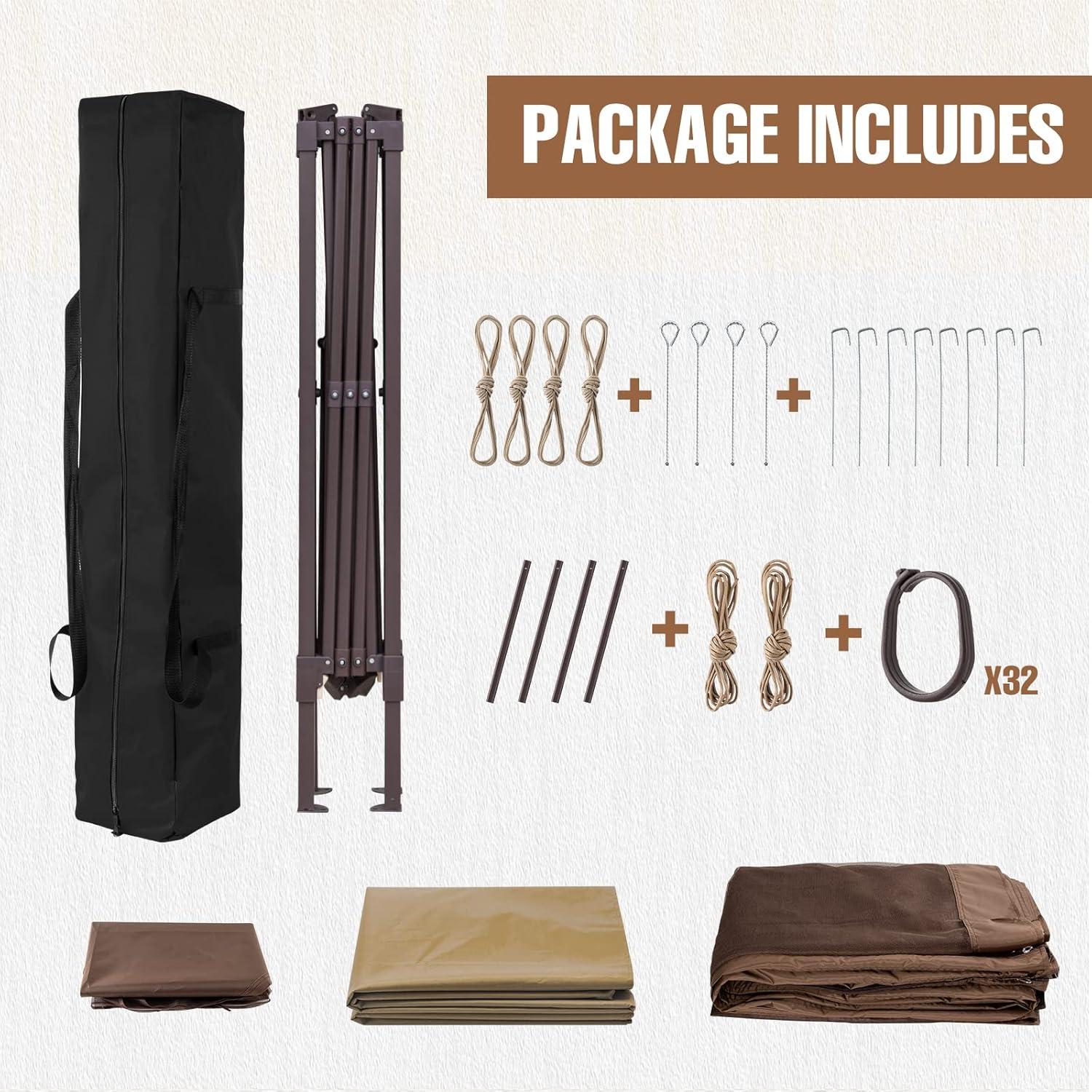 Carpa Gazebo Plegable INTER HUT 3.35x3.35m Beige con Malla