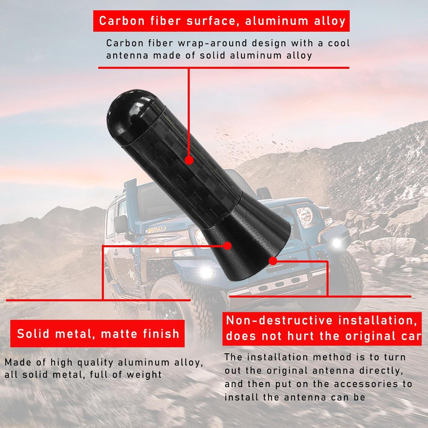 Antena Corta para Auto Augeny, Fibra de Carbono, Negro