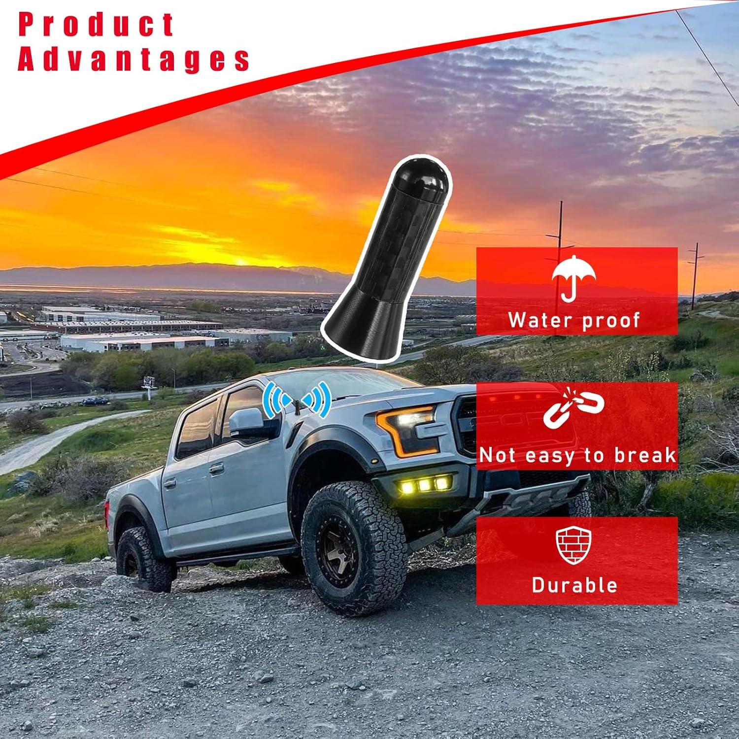 Antena Corta para Auto Augeny, Fibra de Carbono, Negro