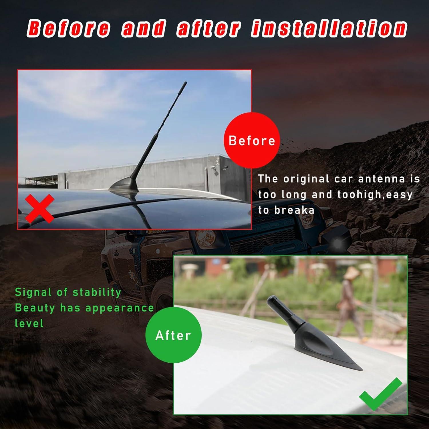 Antena Corta para Auto Augeny, Fibra de Carbono, Negro